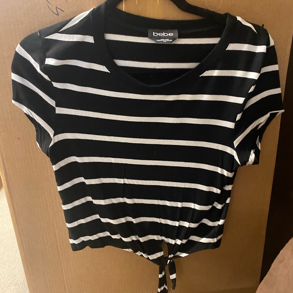 Black and white stripe Bebe shirt
